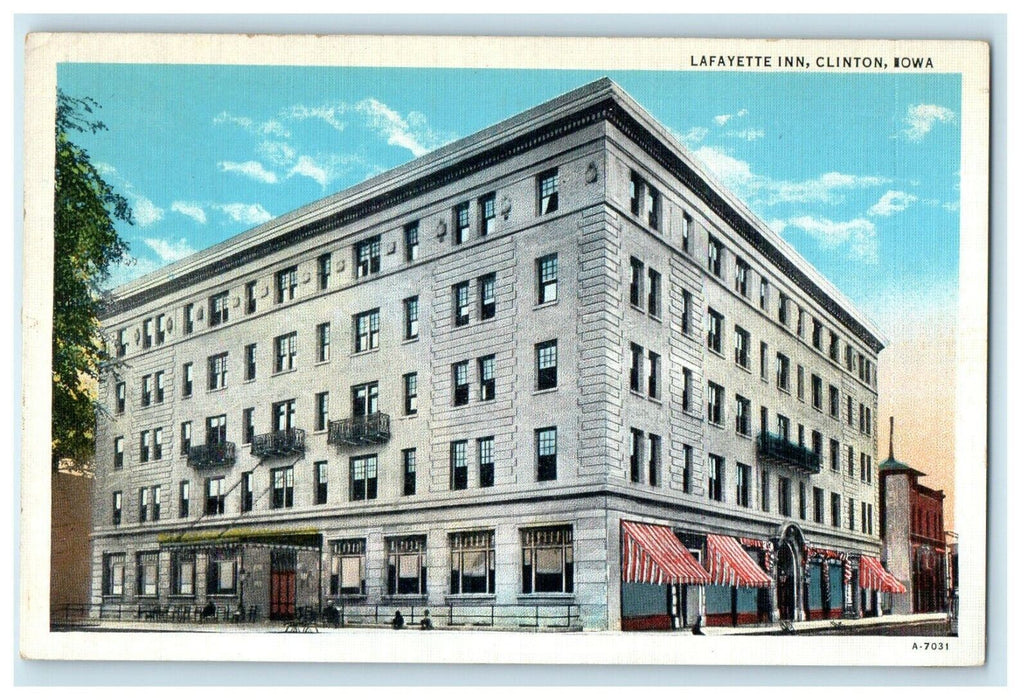 c1920's Lafayette Inn Building Clinton Iowa IA Unposted Vintage Postcard