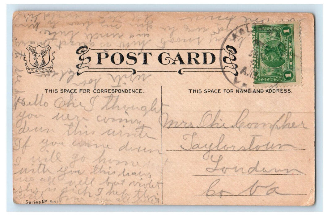 c1910 Two Dutch Kids Riding Car, Washington DC Signage Posted Postcard