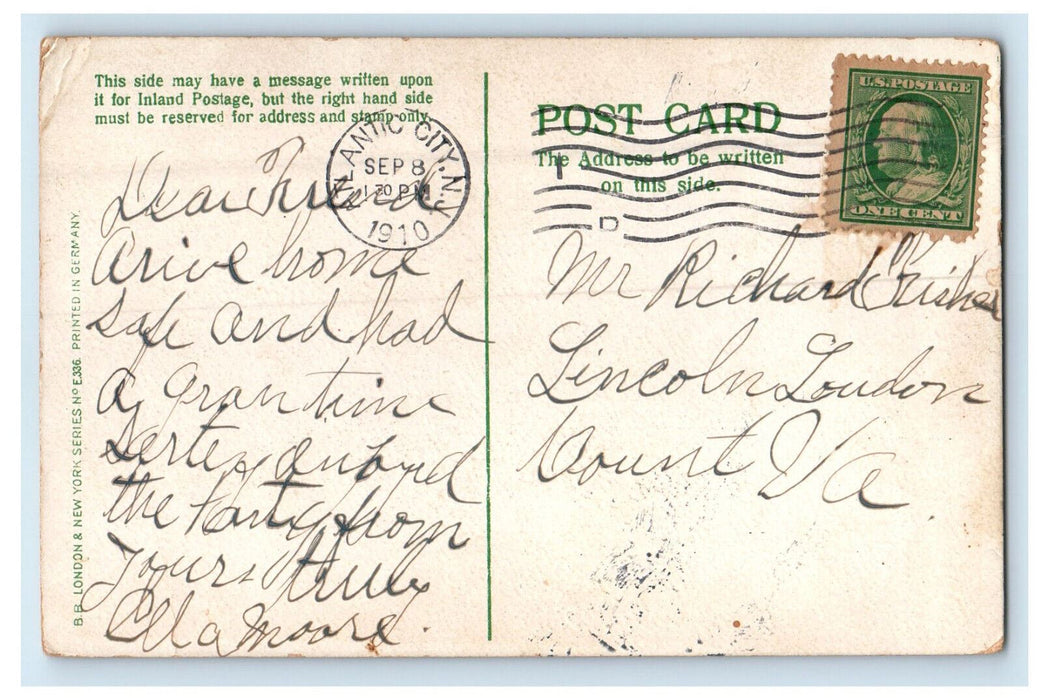 1910 Clock View, How We Pass The Time, Couple, Atlantic City NJ Postcard