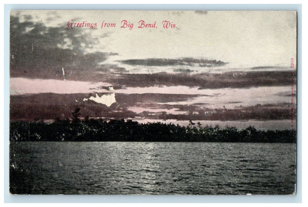 1908 Greetings from Big Bend Wisconsin WI Mukwonaco WI Antique Posted Postcard