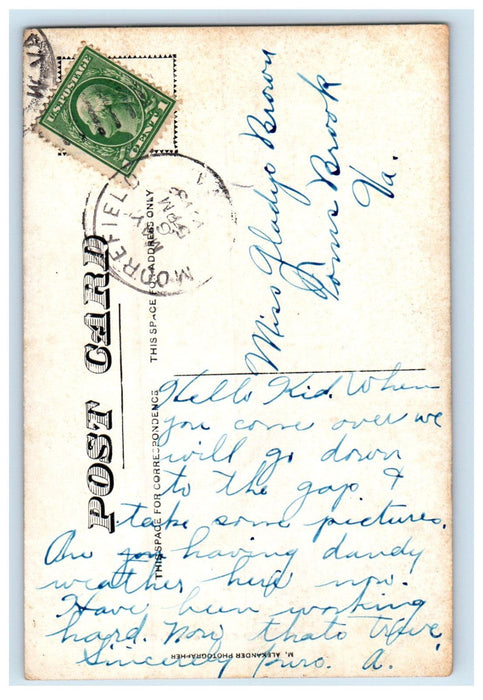 1915 Reynold's Gap Moorefield West Virginia WV Posted Antique Postcard