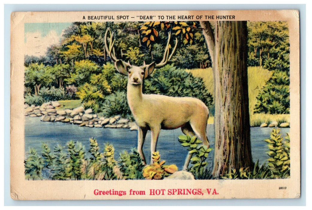 1948 Dear Scene, Greetings from Hot Springs Virginia VA Posted Postcard