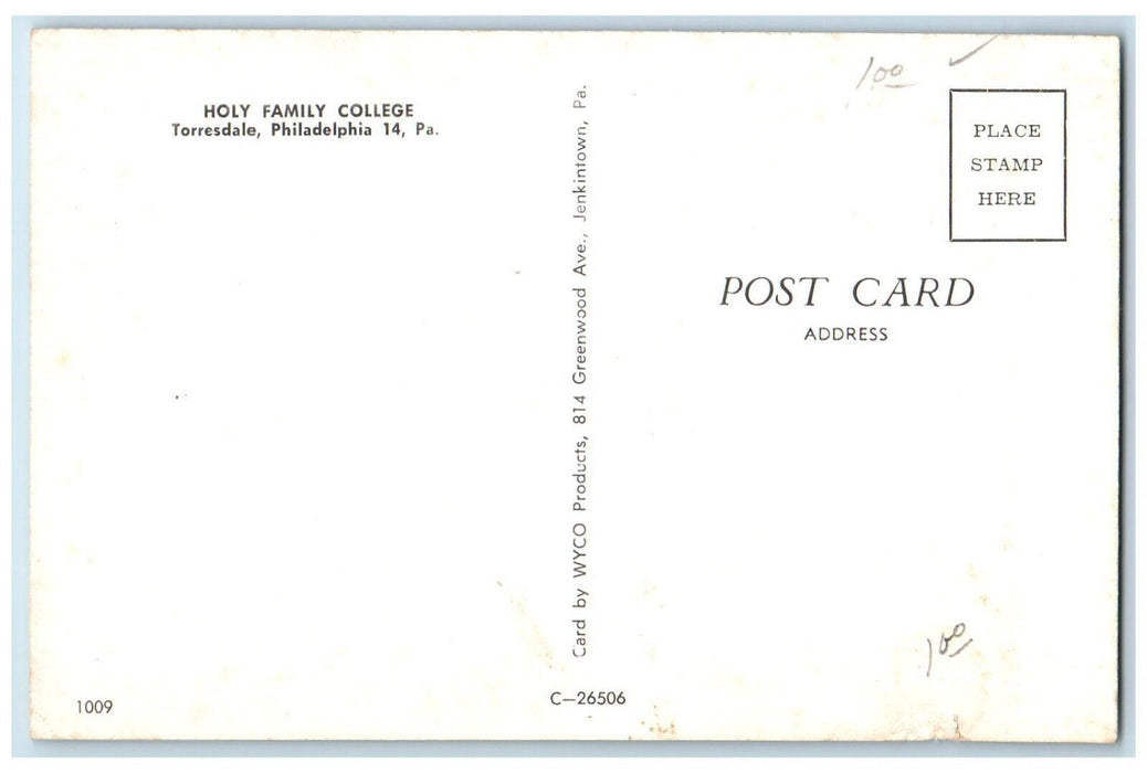 c1950's Holy Family College Philadelphia Pennsylvania PA Vintage Postcard