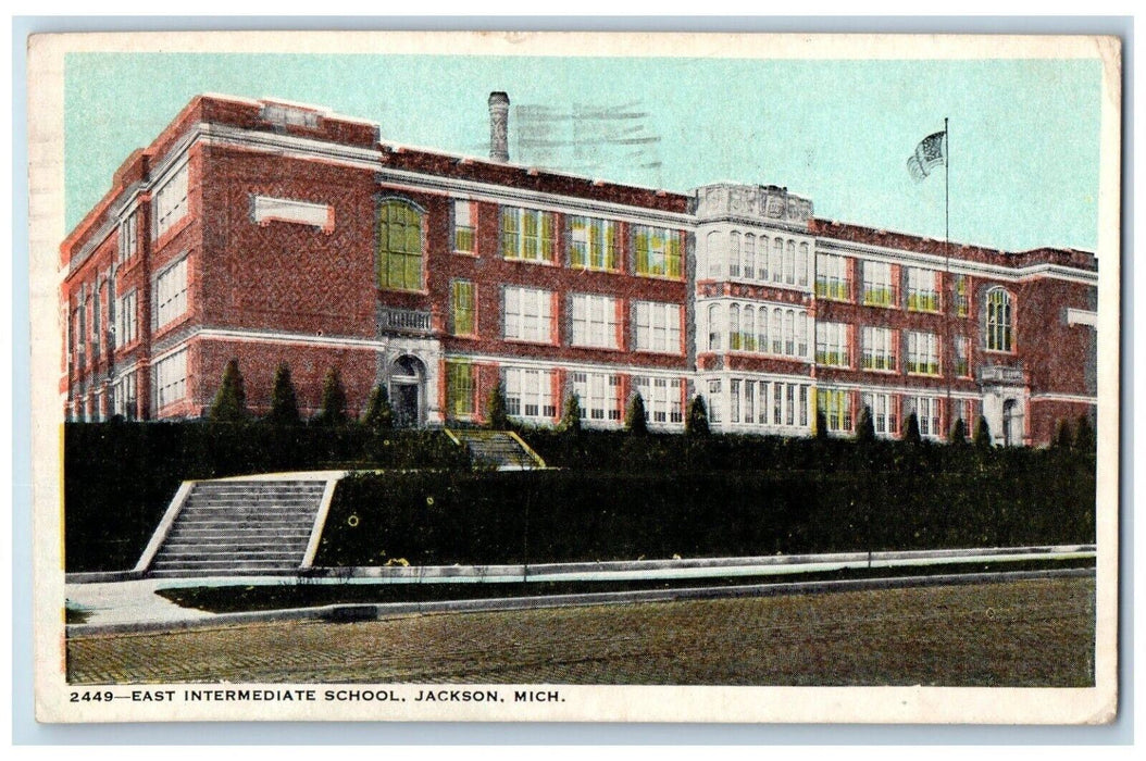 1922 East Intermediate School Jackson Michigan MI Posted Vintage Postcard