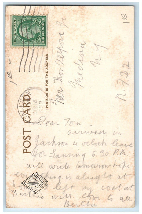 1922 East Intermediate School Jackson Michigan MI Posted Vintage Postcard