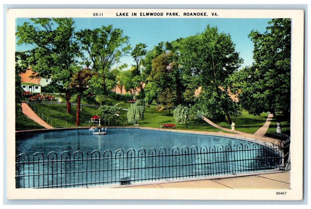 c1960's Lake In Elmwood Park Roanoke Virginia VA Unposted Vintage Postcard