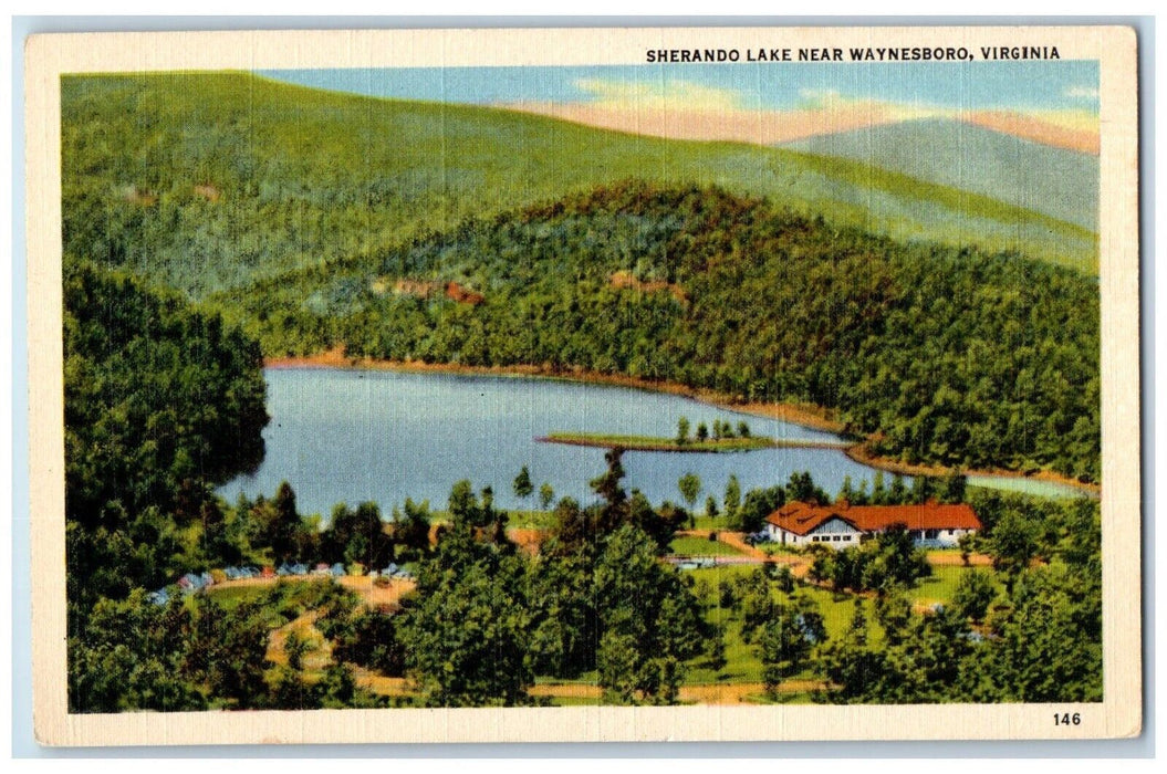 Bird's Eye View Of Sherando Lake Near Waynesboro Virginia VA Antique Postcard