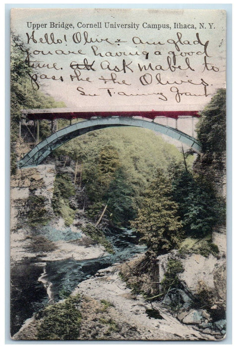 1907 Upper Bridge Cornell University Campus Ithaca New York NY Antique Postcard