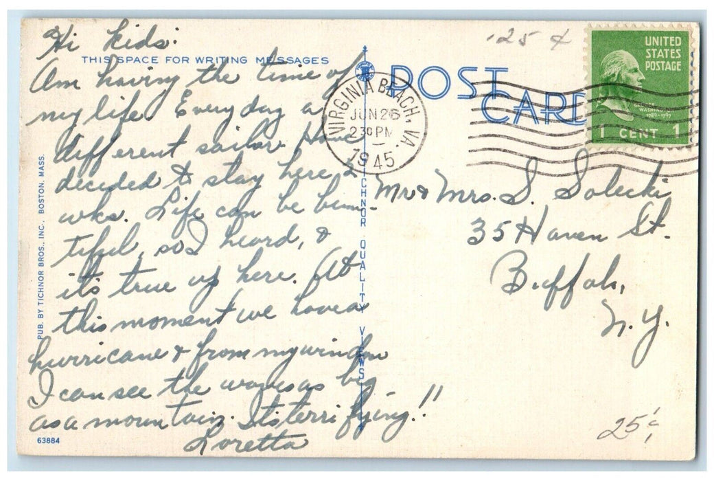 1945 Morning Exercise On The Beach Virginia Beach VA, Girl Playing Postcard