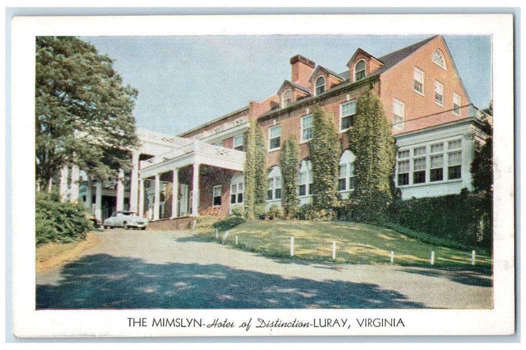 The Mimslyn Hotel Of Distinction Car Luray Virginia VA Unposted Postcard