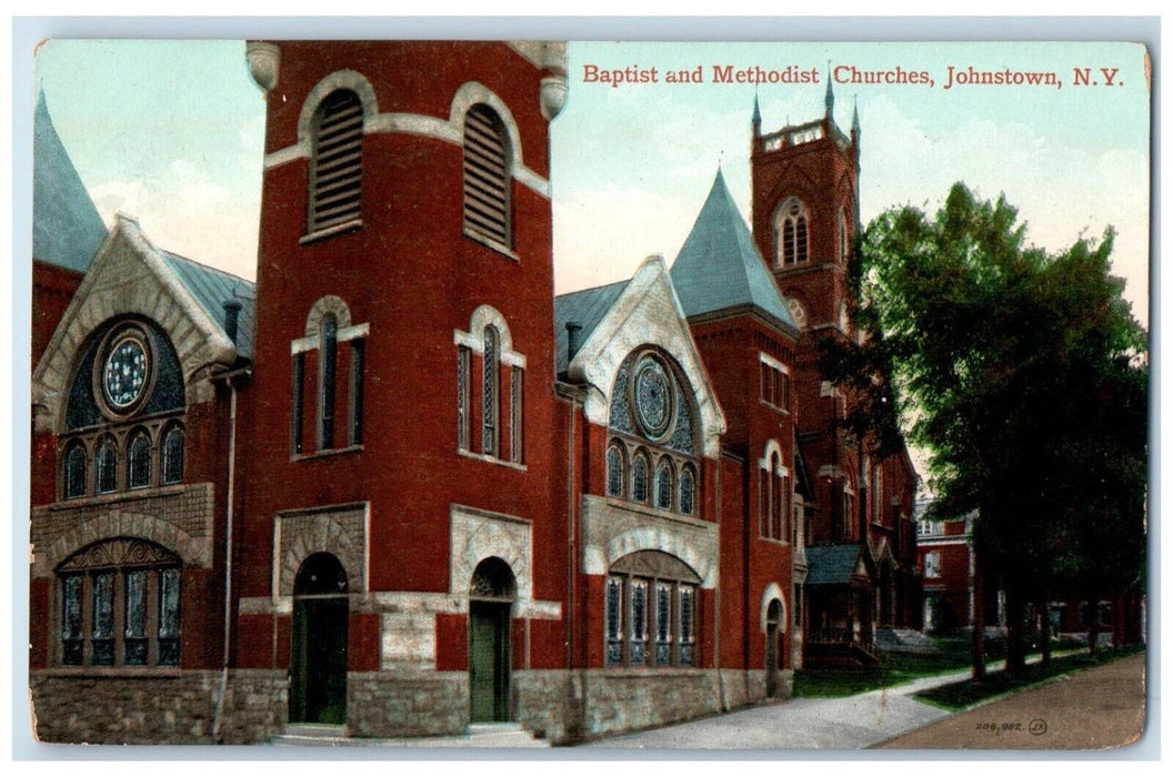 c1910's Baptist And Methodist Churches Johnstown New York NY Antique Postcard