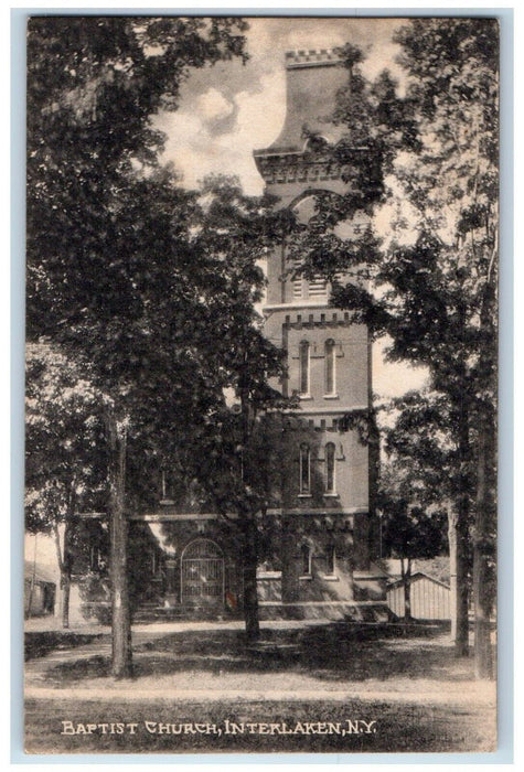 1946 Baptist Church Interlaken New York NY, Swartz Creek MI Antique Postcard