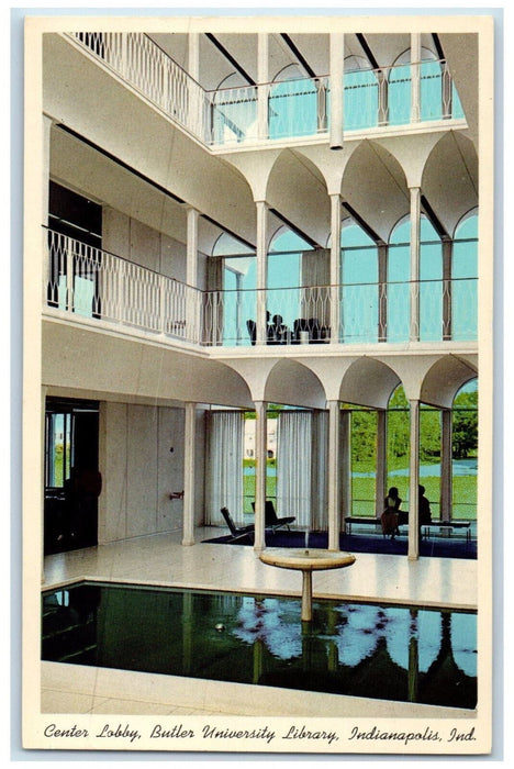 c1950's Center Lobby Butler University Library Indianapolis IN Postcard