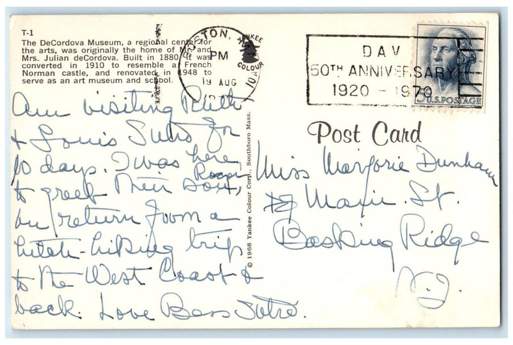 1960 DeCordova Museum Regional Center Norman Castle School Snow Boston Postcard
