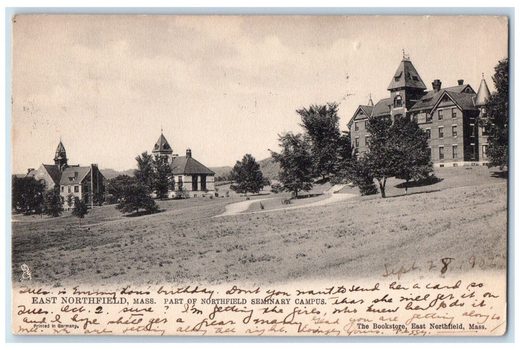 1907 East Northfield Seminary Campus Exterior Building Massachusetts MA Postcard