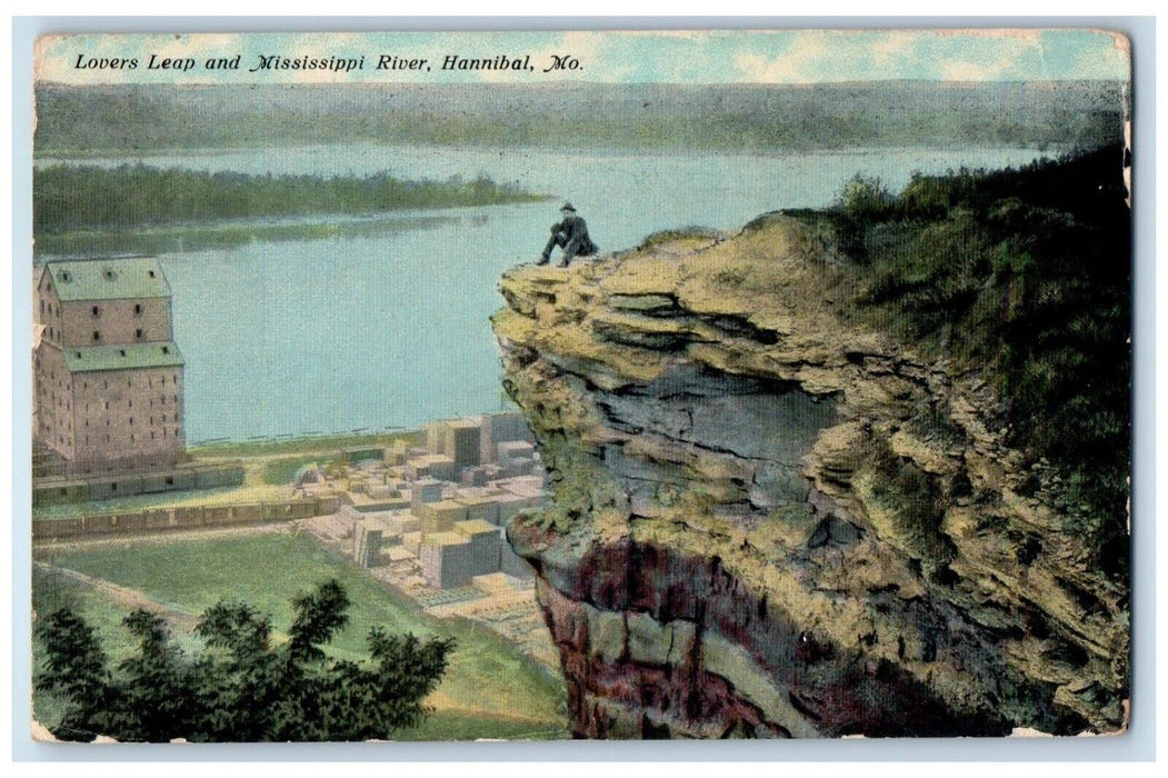 1937 Lovers Leap Mississippi River  Cliff Factory Hannibal Missouri MO Postcard