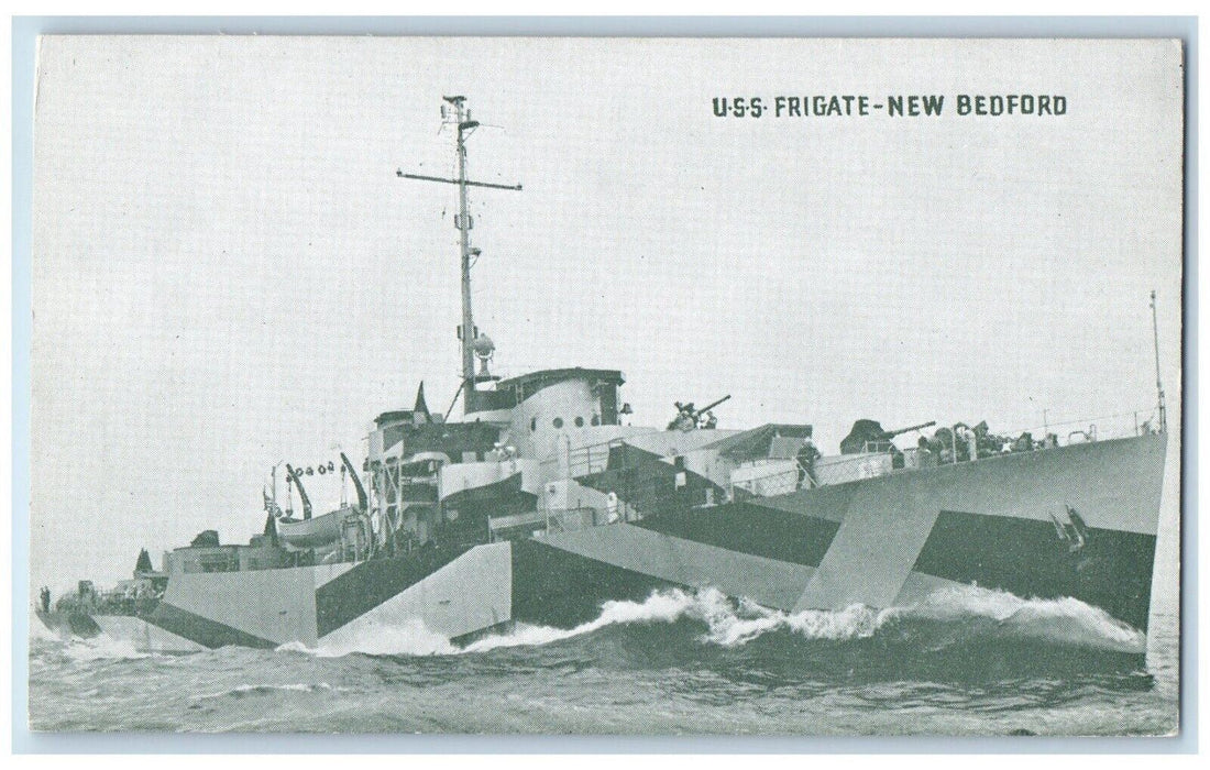 c1940 New Bedford USS Frigate Fighting Ship World War Massachusetts MA Postcard