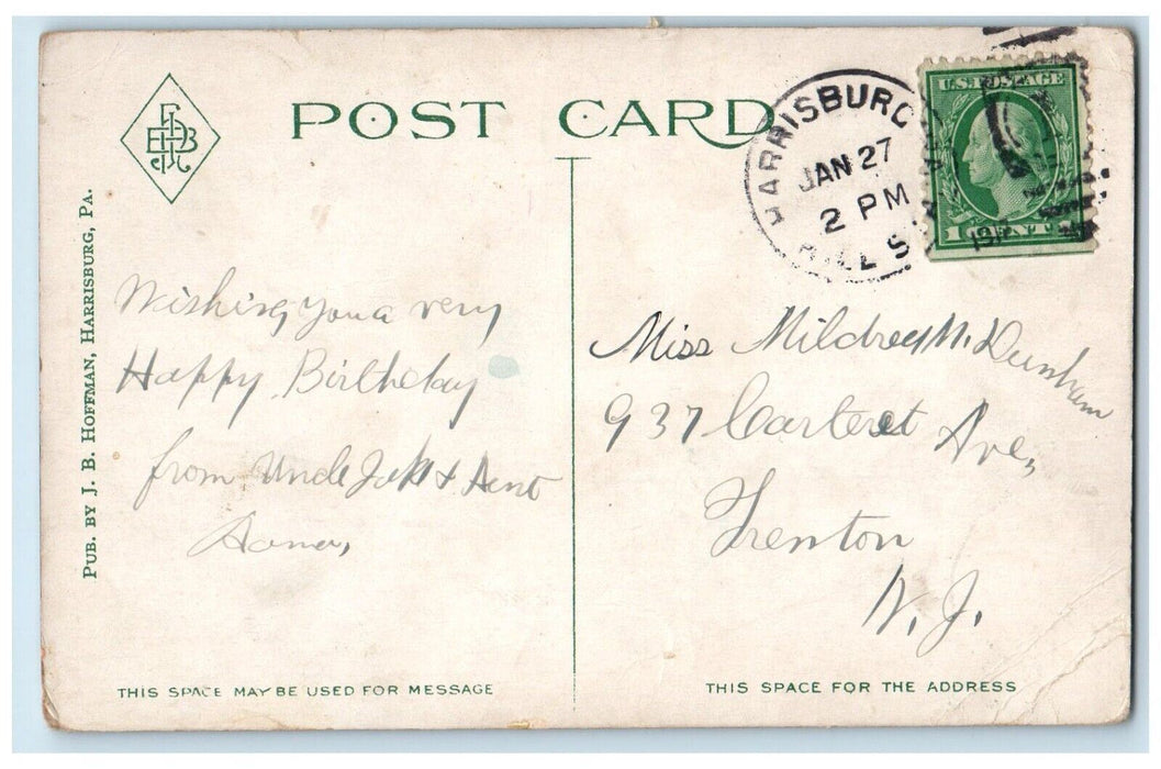 1917 Boating Wildwood Lake Wildwood Park Canoe Harrisburg Pennsylvania Postcard