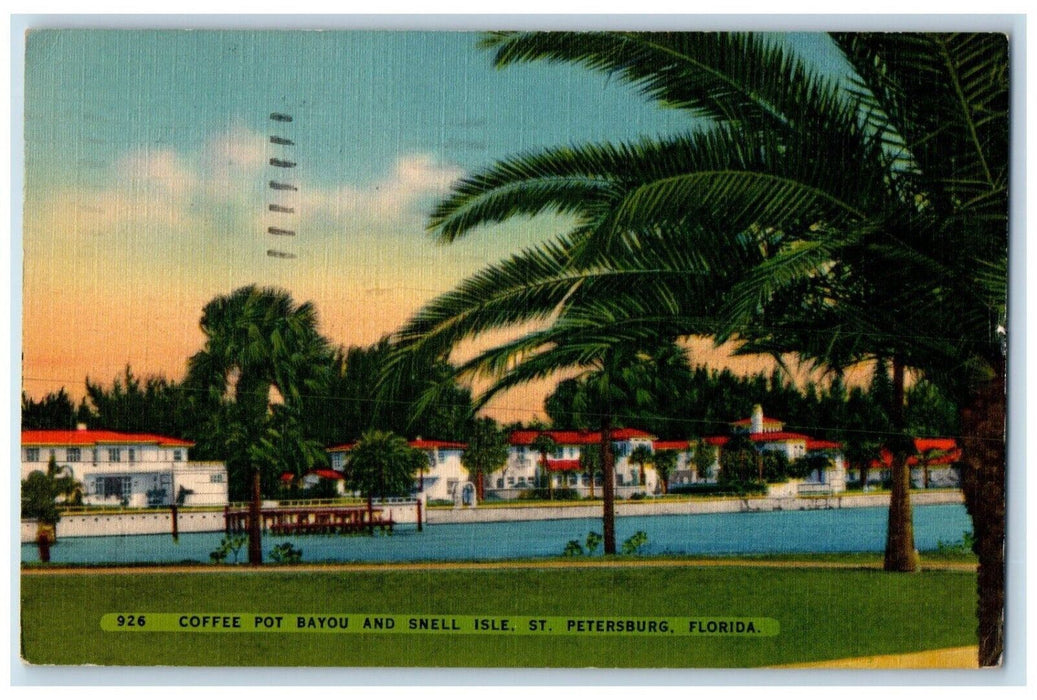 1949 Coffee Pot Bayou Snell Isle Paradise River St. Petersburg Florida Postcard