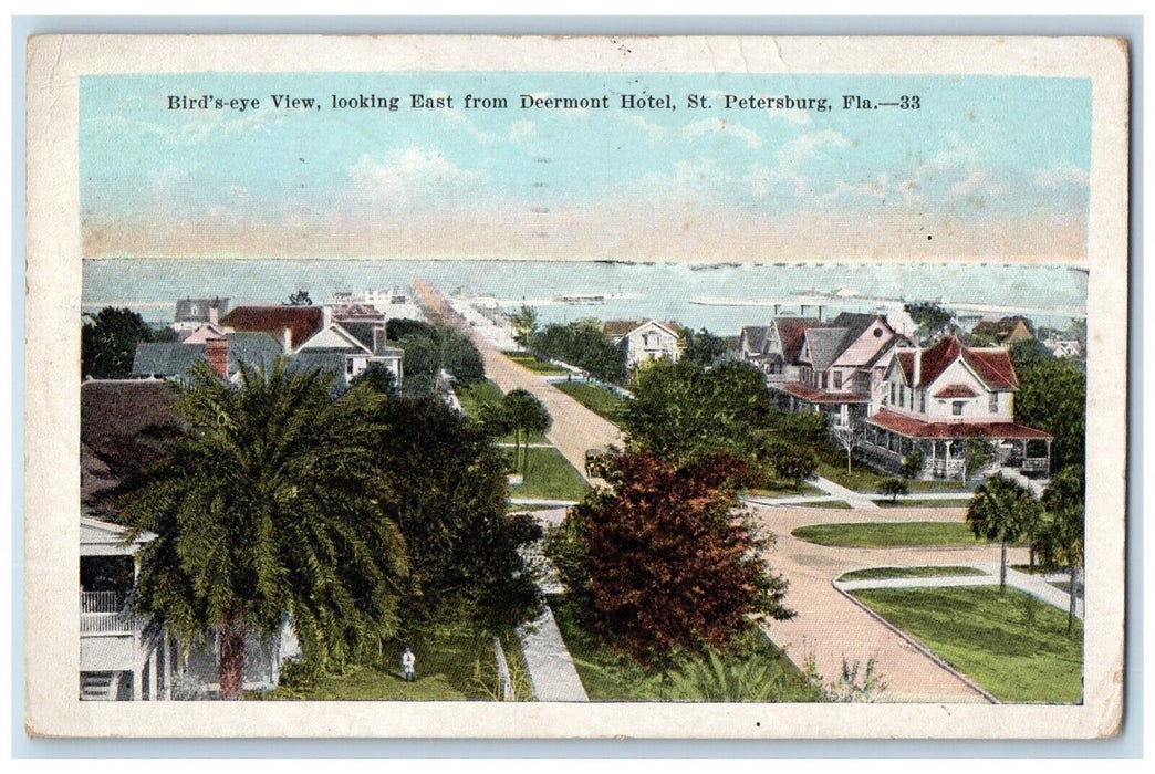 1923 Birds Eye View Looking East Deermont Hotel St. Petersburg Florida Postcard