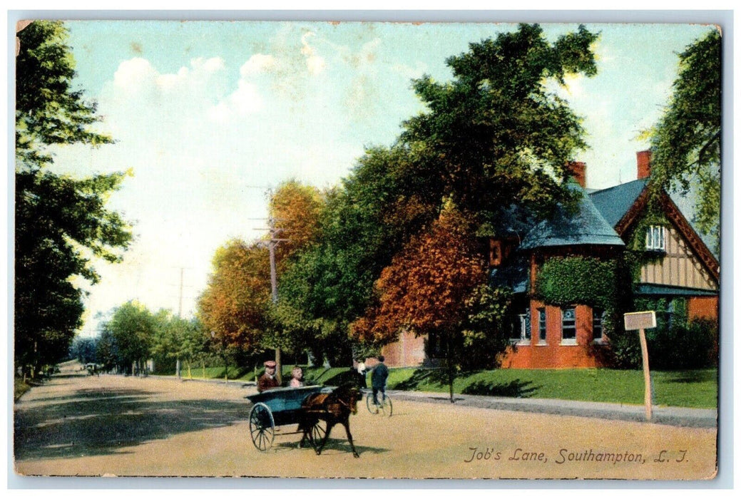 c1910's Job's Lane Horse And Wagon  Southampton Long Island NY Antique Postcard