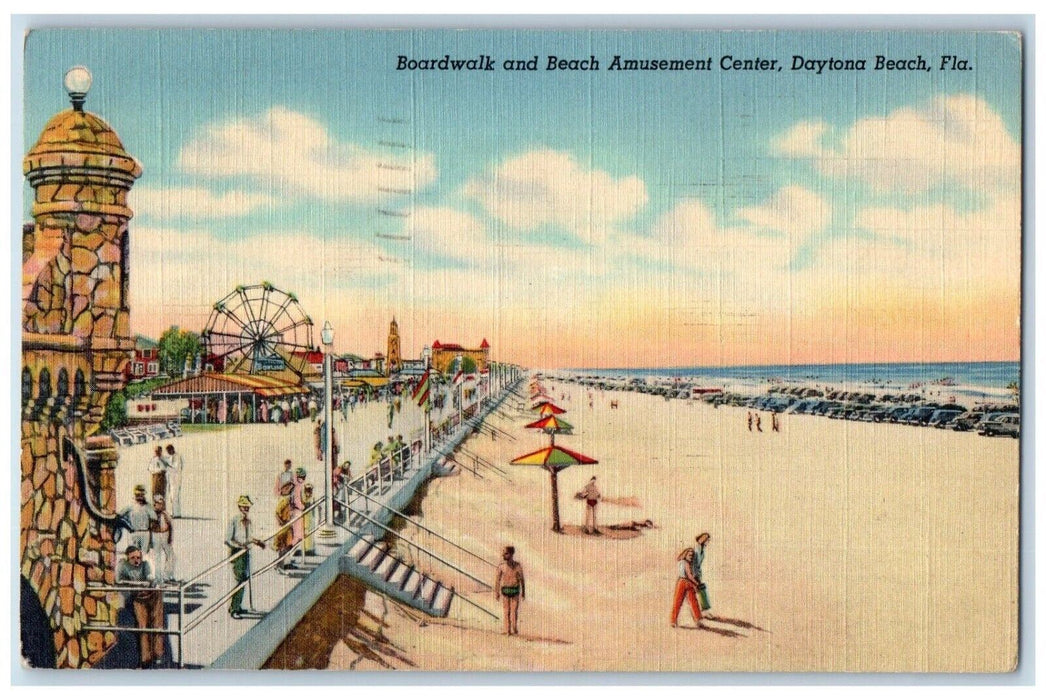 1943 Boardwalk Beach Amusement Center Amusement  Daytona Beach Florida Postcard