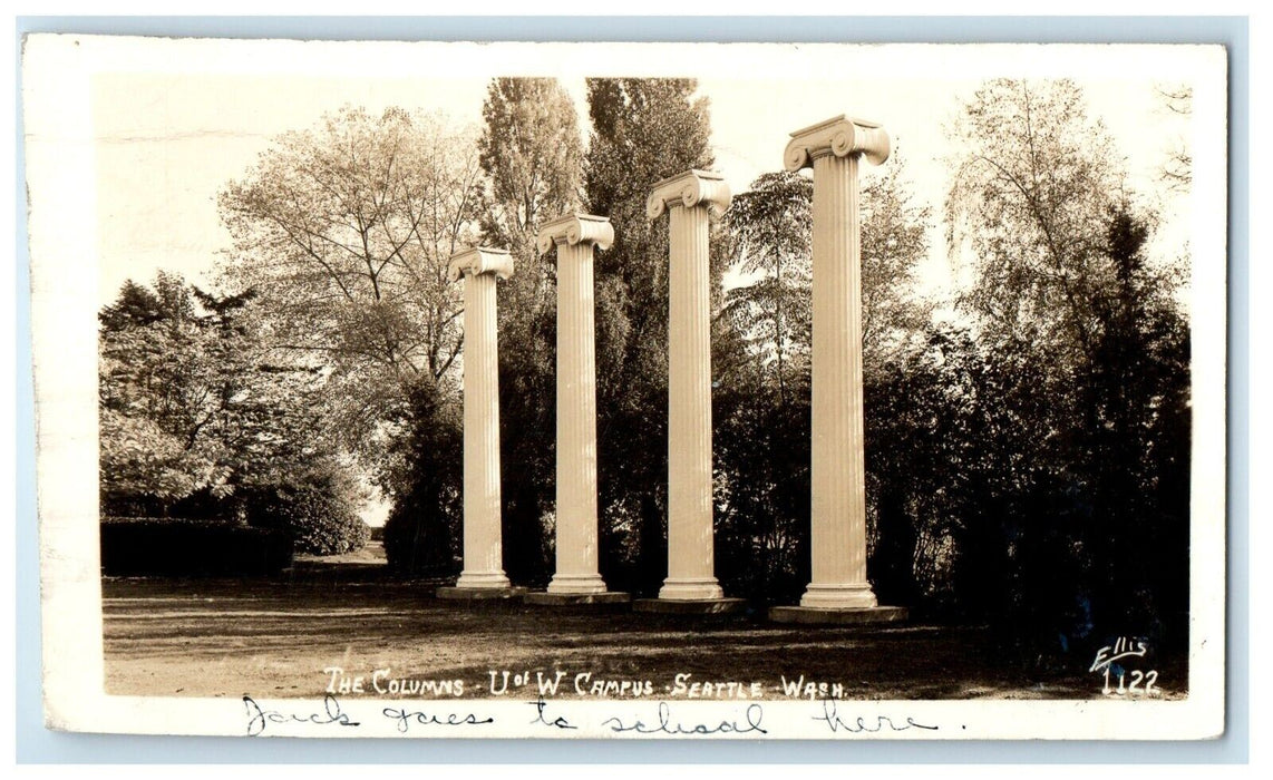 1946 The Columbus U. Of W. Campus Seattle Washington WA RPPC Photo Postcard