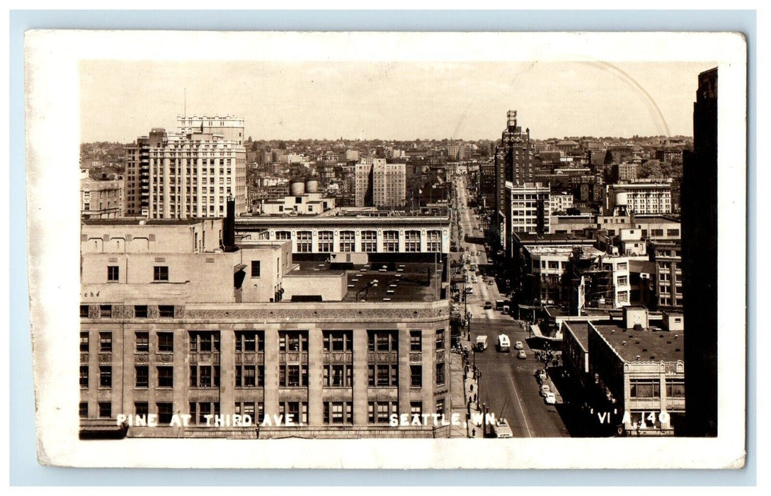 1976 Pine At Third Avenue Seattle Washington WA RPPC Photo Vintage Postcard