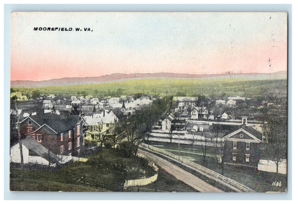 c1910 Aerial View of Buildings in Moorefield West Virginia WV Unposted Postcard