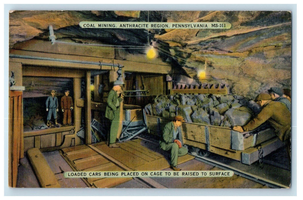 c1940s Mine Cars Loaded, Coal Mining Anthracite Region Pennsylvania PA Postcard