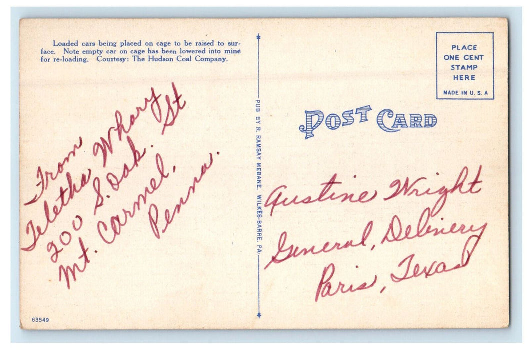 c1940s Mine Cars Loaded, Coal Mining Anthracite Region Pennsylvania PA Postcard