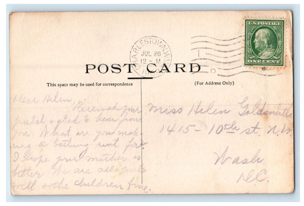 1909 Powhatan College Charlestown West Virginia WV Miller's Pharmacy Postcard