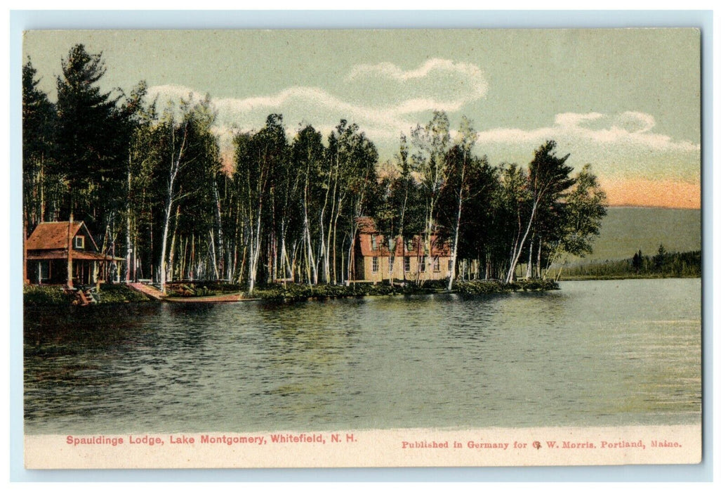 1912 Spauldings Lodge, Lake Montgomery, Whitefield New Hampshire NH Postcard