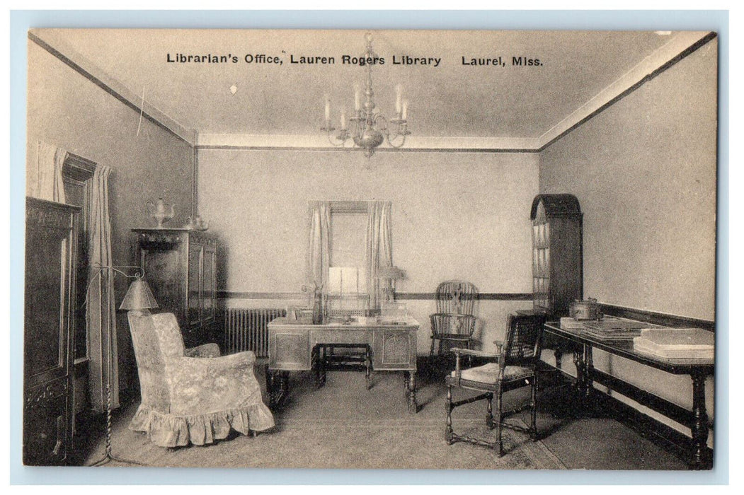 c1920s Librarian's Office Lauren Rogers Library Laurel Mississippi MS Postcard