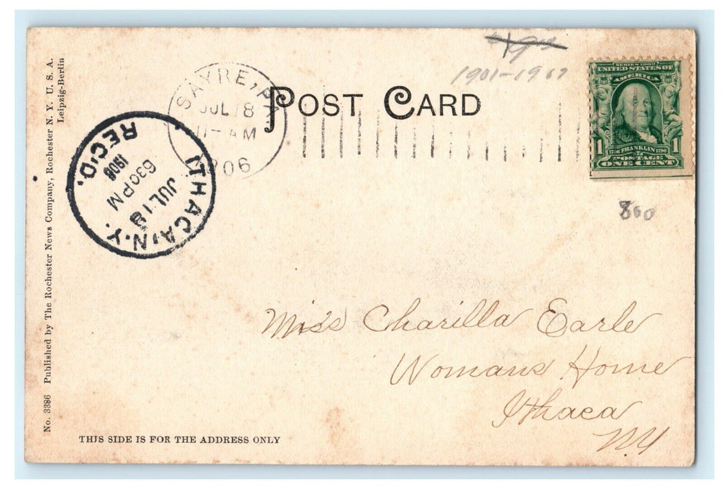 1908 City Park, Sayre Pennsylvania PA Posted Antique Postcard