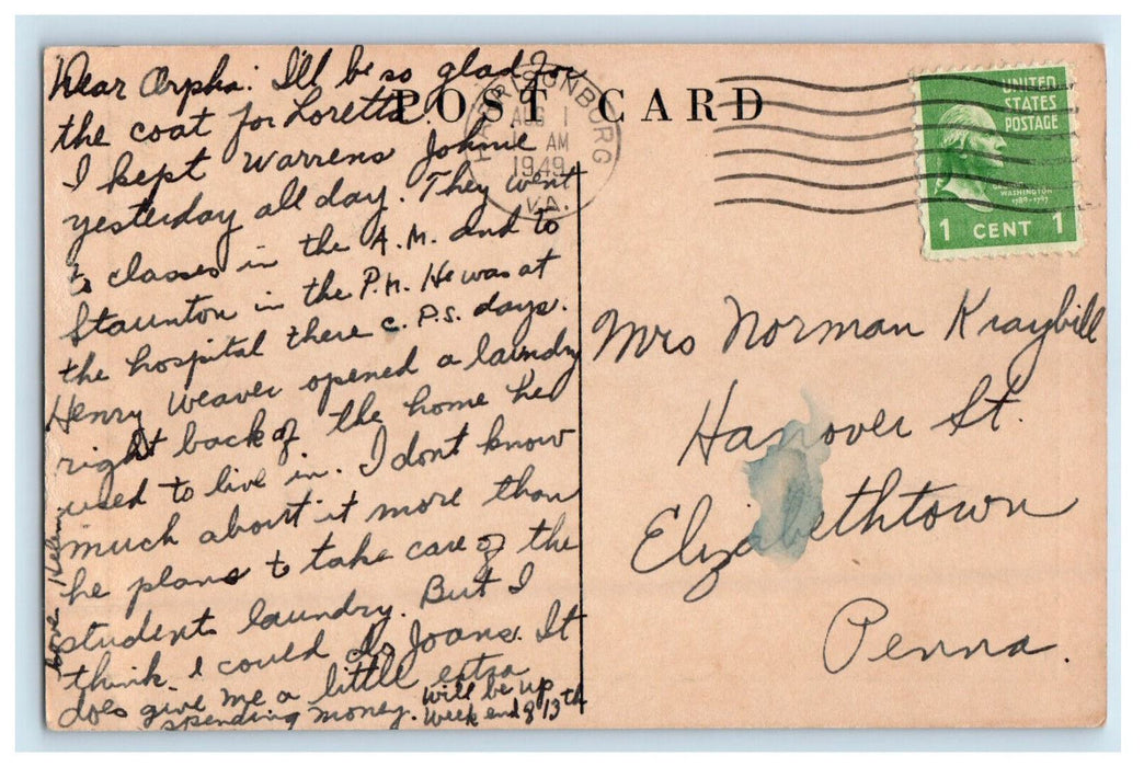 1949 Mennonite Campground Laurelville Pennsylvania PA Vintage Postcard