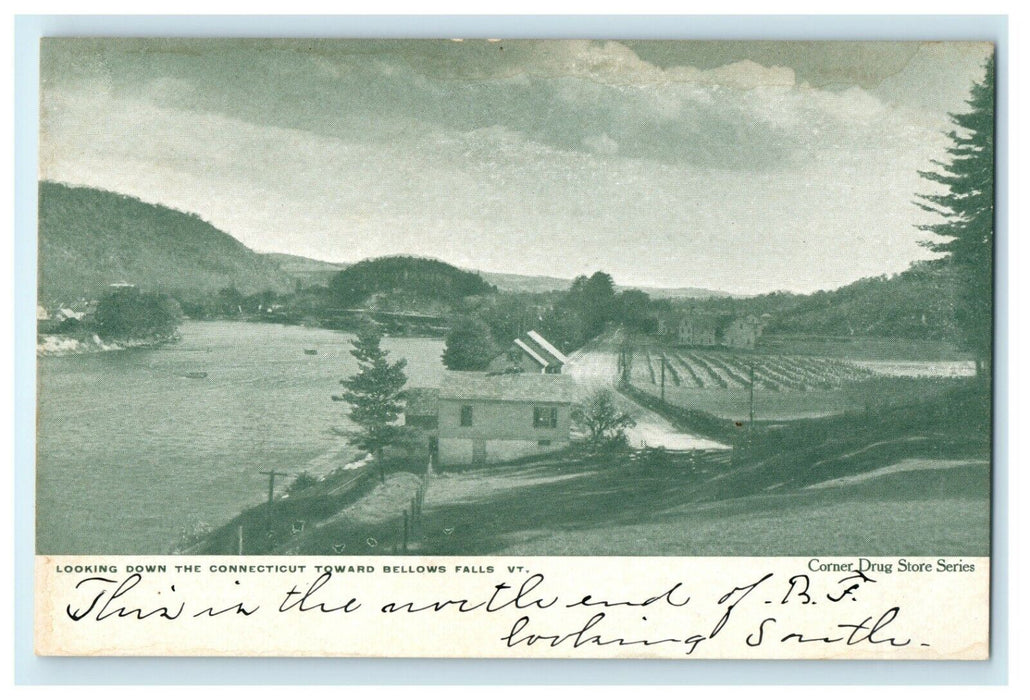 1905 Looking Down The Connecticut Toward Bellows Falls, Vermont VT Postcard