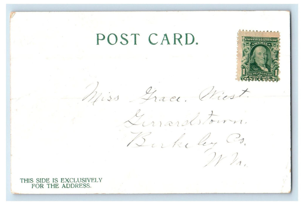 c1905 Greetings from Cumberland Maryland MD Flower Ribbon Glitters Postcard