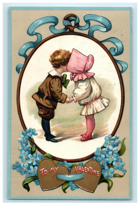 1910 Greetings Couple Embossed Valentines Day Bethlehem Pennsylvania PA Postcard