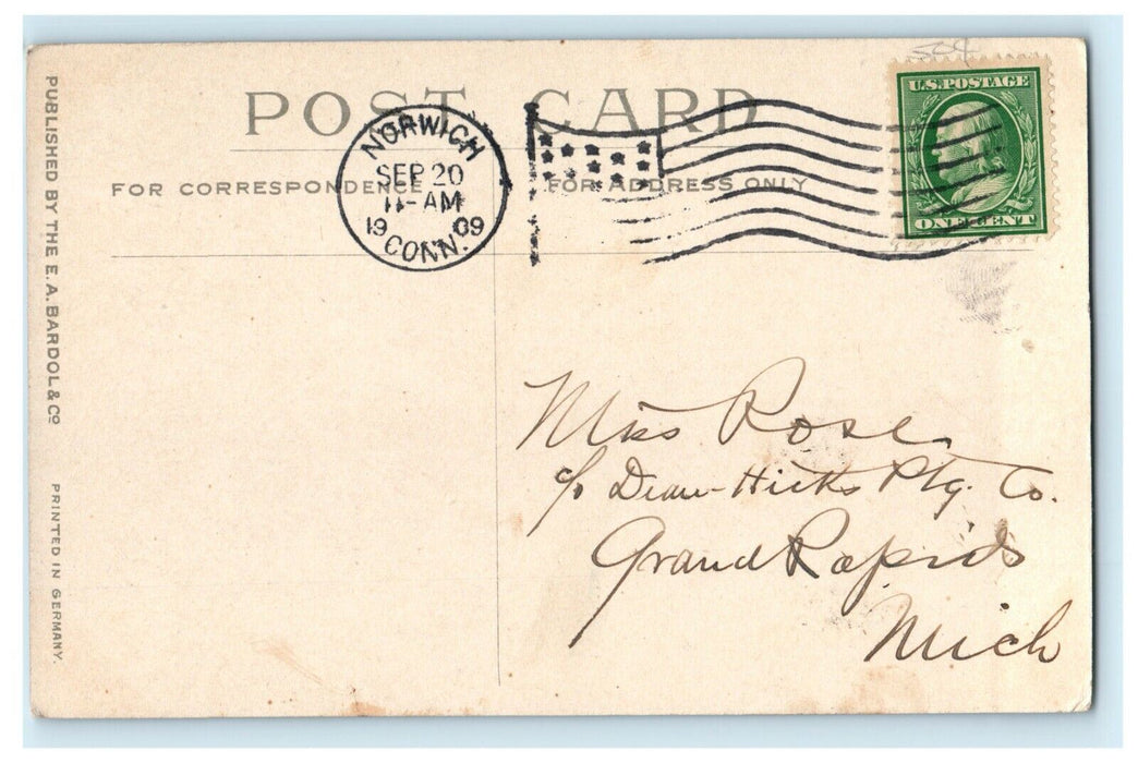 1909 Preston Bridge Norwich Connecticut CT Posted Antique Postcard
