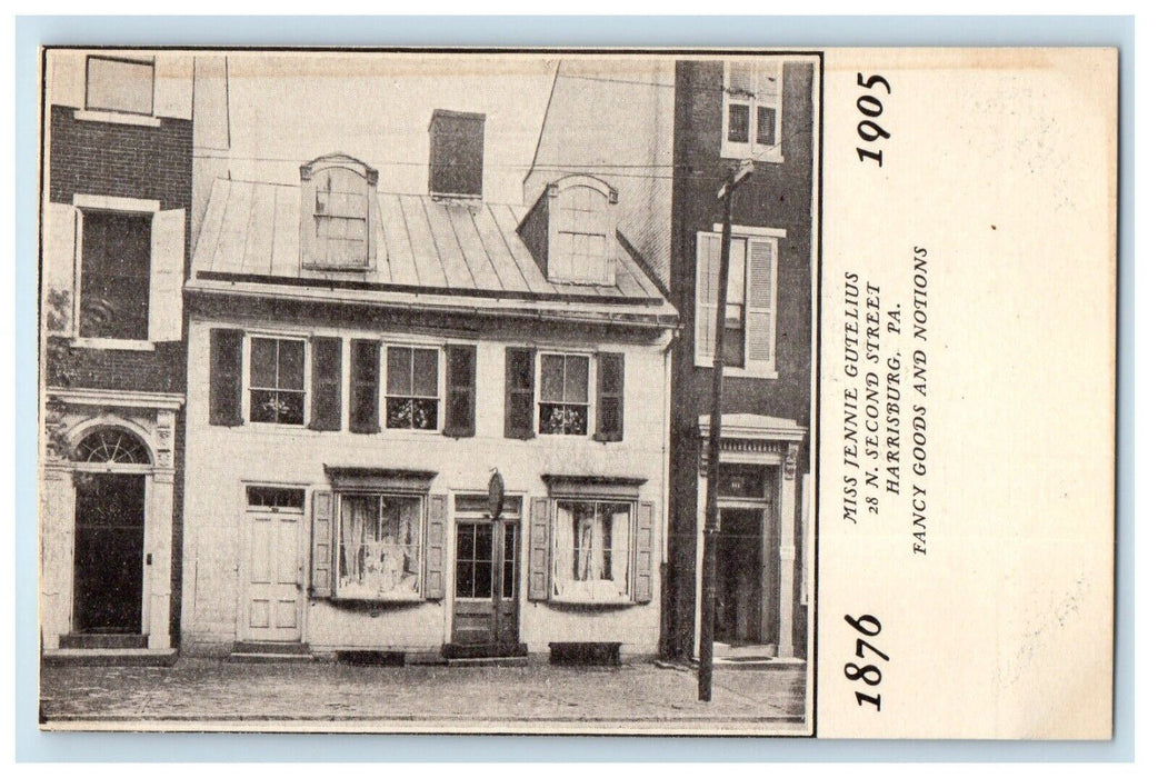 c1905 Ms. Jennie Gutelius 28 N Second Street Harrisburg Pennsylvania PA Postcard