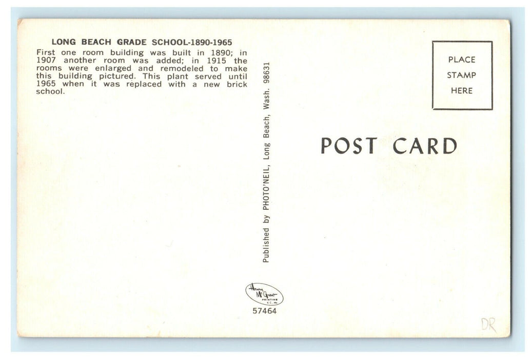 1940 Long Beach Grade School, Long Beach Washington WA Vintage Postcard