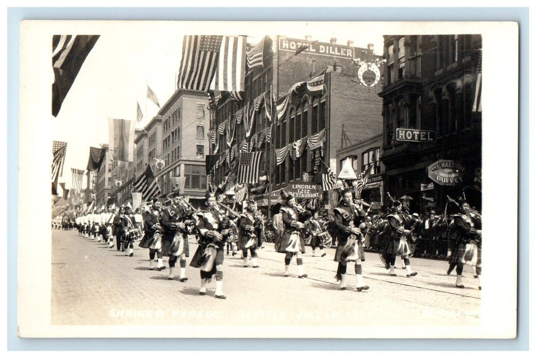 c1910's Shriner's Parade Bag Pipes Seattle Washington WA RPPC Photo Postcard