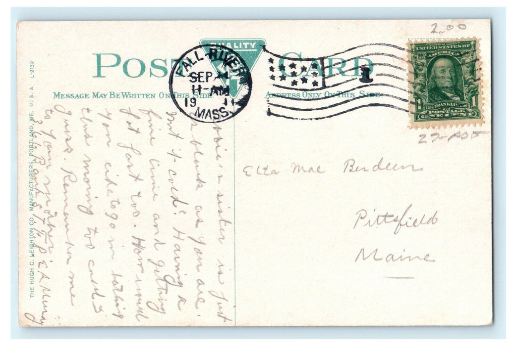 1911 Bliffin's Beach Bathing Scene Fall River Massachusetts MA Posted Postcard