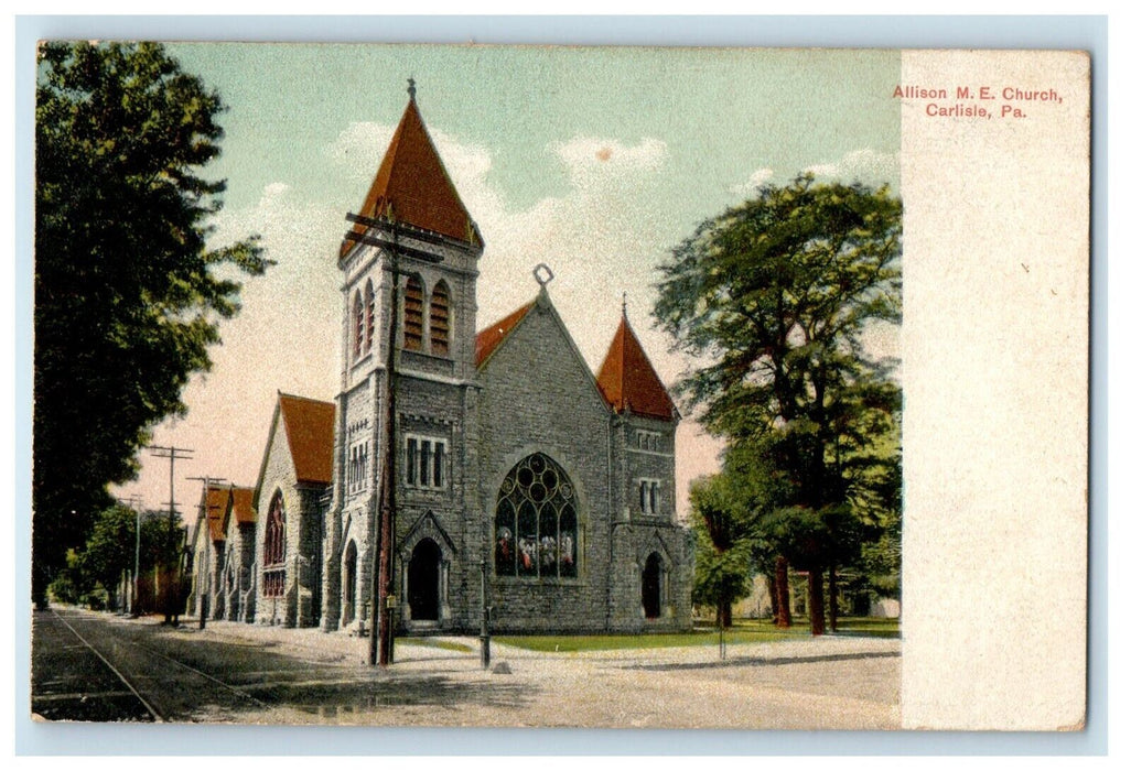 1908 Allison M.E. Church Street View Carlisle Pennsylvania PA Antique Postcard