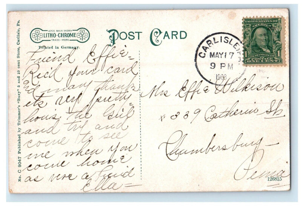 1908 Allison M.E. Church Street View Carlisle Pennsylvania PA Antique Postcard