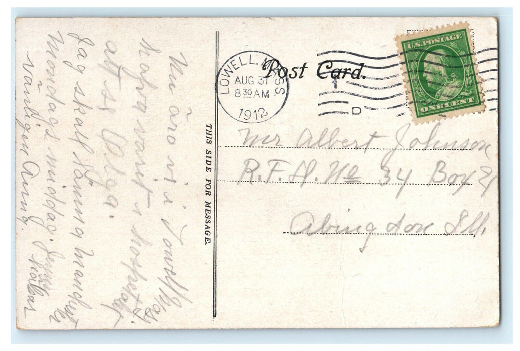 1912 Lily Pond at Fort Hill Park, Lowell, Massachusetts MA Antique Postcard