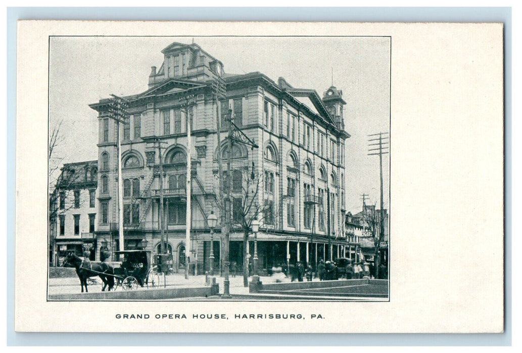 c1905 Grand Opera House Horse Carriage Harrisburg Pennsylvania PA Postcard