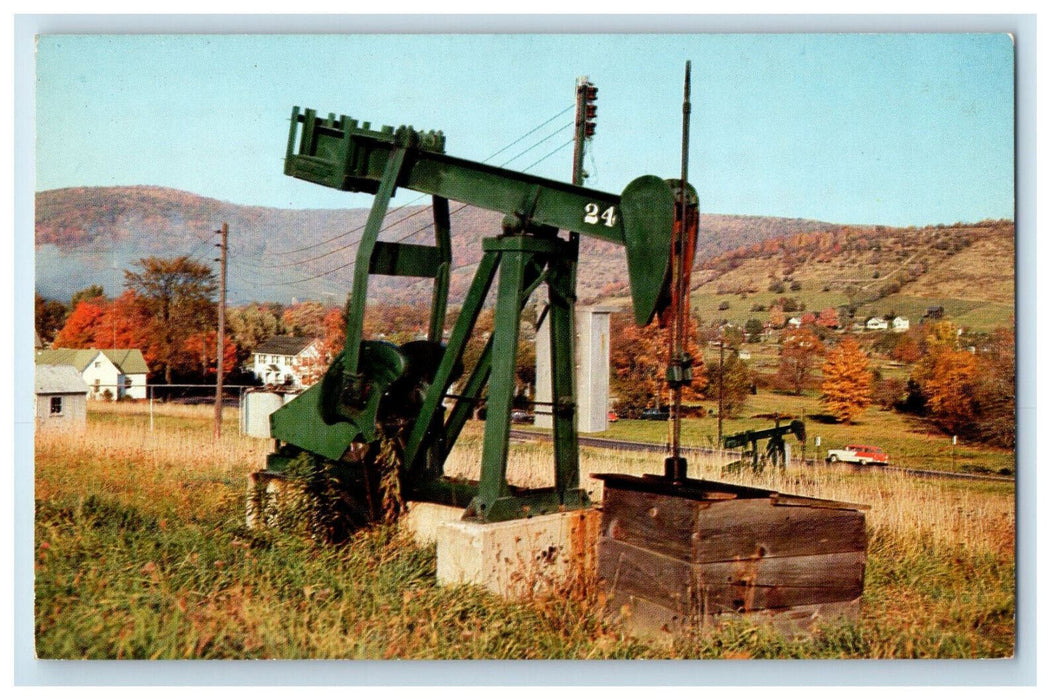 c1950s Pumping Jack in Seneca Highlands Near Bradford Pennsylvania PA Postcard