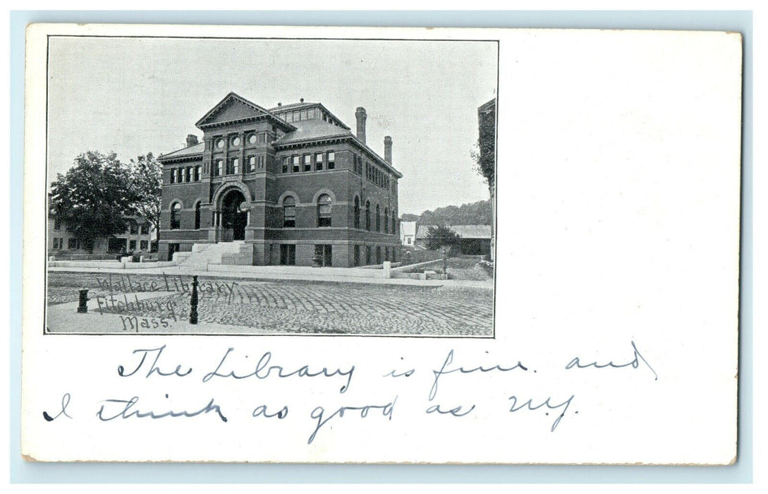 1901 Wallace Library, Fitchburg, Massachusetts MA Unposted Postcard